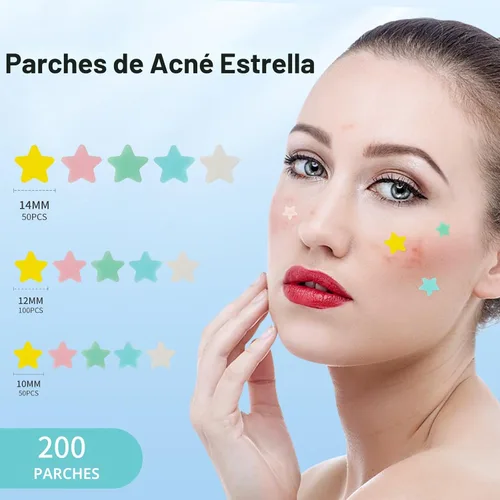 Vista 2 de QUSTERE Parches para espinillas para la cara, parches hidrocoloides para el acné, lindas cubiertas de espinillas con forma de estrella, pegatinas