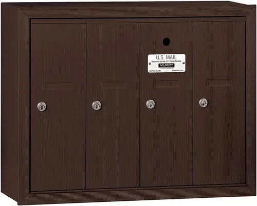 Vista 4 de Salsbury Industries 3504ASU buzón vertical para montar en pared con 4 puertas, aluminio.