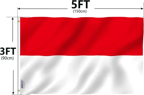 Vista 7 de ANLEY Fly Breeze - Bandera de Indonesia de 3 x 5 pies, color vivo y a prueba de decoloración, cabecera de lona y doble costura, banderas indonesias