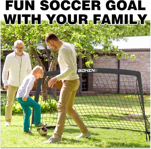 Vista 8 de BOHEN 9x5 FT Kids Soccer Goals with Carry Bag, Portable Folding Soccer Net for Backyard Training, Indoor/Outdoor Use for Youth and Adult