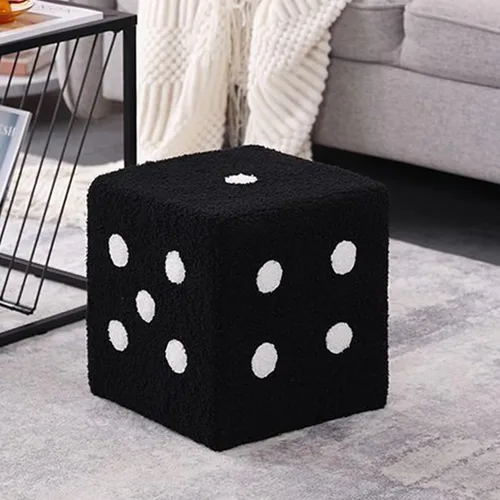 Vista 2 de Taburete de pie suave, cómodo, simple, cálido, resistente, base cubo, taburete para el hogar, sala de estar, dormitorio (negro)