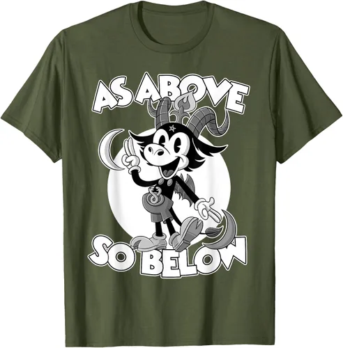 Vista 39 de Camiseta de dibujos animados retro de Baphomet Pagan As Above So Below, Negro, S
