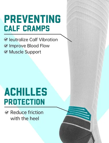Vista 3 de SONORAN Calcetines de compresión para hombres y mujeres (246 pares) 20-30 mmHg de compresión graduada hasta la rodilla para correr, atletismo