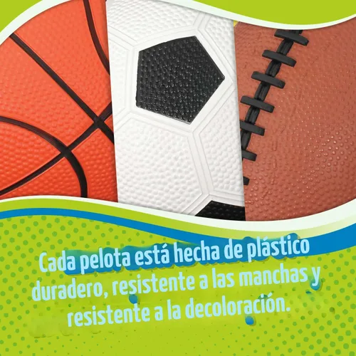 Vista 5 de Toysmith ¡Sal a Jugar! Juego de pelotas profesionales (paquete de 3) – Pequeñas pelotas deportivas para niños de 3 años en adelante – Incluye pelota