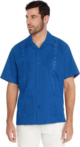 Vista 13 de vkwear Camisa de vestir de manga corta para hombre, estilo guayabera, cubana, playa, boda, informal, para hombre