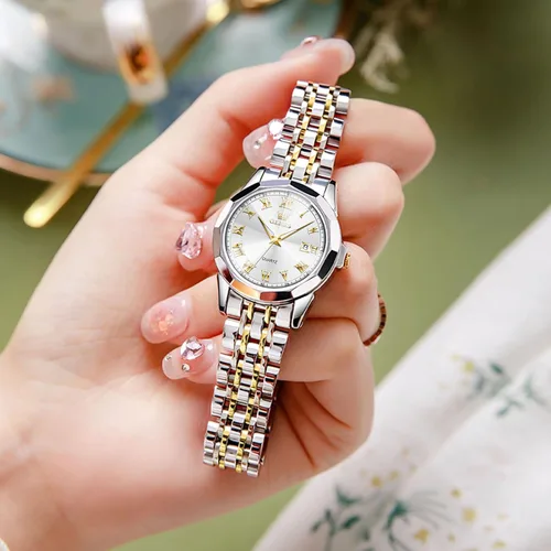Vista 4 de OLEVS Reloj de pulsera para mujer, pequeño reloj de pulsera de acero inoxidable para mujer, reloj analógico de cuarzo para mujer