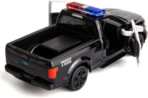 Vista 7 de BDTCTK Escala 1/36 compatible con Ford F150 Pickup Truck modelo de coche de policía, aleación de zinc fundido a presión, vehículos de tracción