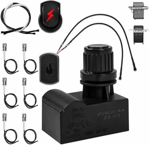 Vista 7 de Kit de reemplazo de encendido de parrilla DHLG-12 para Charbroil, encendido electrónico de 2 salidas y botón de interruptor con 6 cables