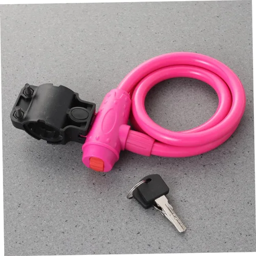 Vista 8 de INOOMP Candado de bicicleta antiarañazos, color rosa, candado de acero para bicicleta, bloqueo de cadena, sin llave, acabado cromado