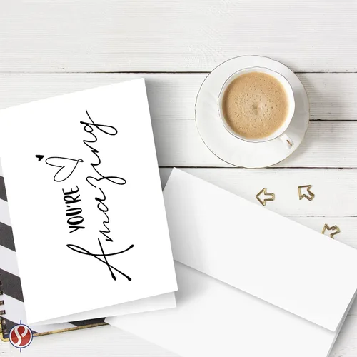 Vista 3 de Tarjetas de felicitación y sobres "You're Amazing" – Elegantes saludos plegables de agradecimiento, aliento y agradecimiento para amigos