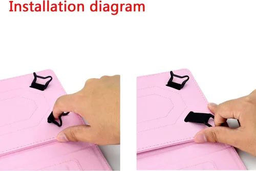 Vista 4 de Funda universal para tablet de 6.5 a 7.5 pulgadas, de piel sintética, funda protectora con ranuras para tarjetas y soporte para lápiz capacitivo