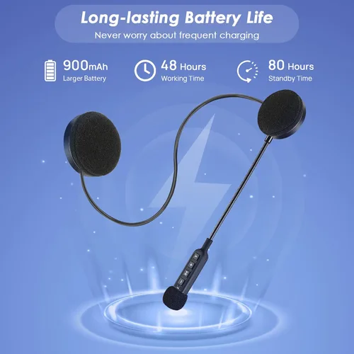 Vista 5 de Auriculares Bluetooth 5.3 para casco de motocicleta con batería de 900 mAh, auriculares inalámbricos para exteriores manos libres, control