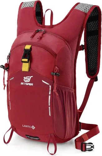 Vista 9 de SKYSPER Mochila de senderismo pequeña – Mochila de viaje de 15 L, ligera, resistente al agua, mochilas de senderismo para mujeres y hombres, Negro