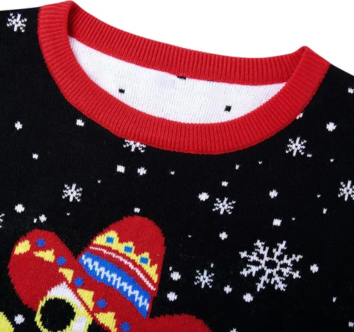 Vista 6 de RAISEVERN Suéter feo de Navidad para mujer, suéter de punto de manga larga, cuello redondo