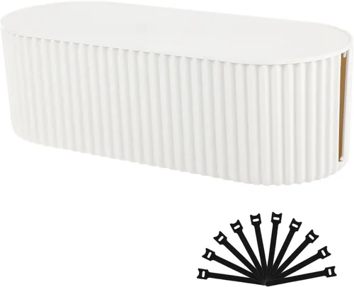Vista 12 de FABROK Caja de organización de cables, caja organizadora de cables con 10 bridas para cables, almacenamiento de regleta de alimentación para ocultar