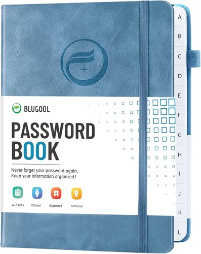 Vista 11 de Libro de contraseñas con pestañas alfabéticas, protector de contraseñas de tapa dura, organizador de cuaderno de contraseñas para computadora e