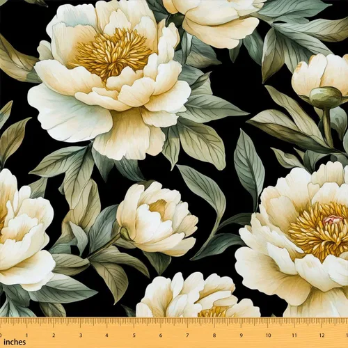 Vista 31 de Feelyou The Yard - Tela floral de hojas suave de 1 yarda para los amantes Beige y verde amarillo