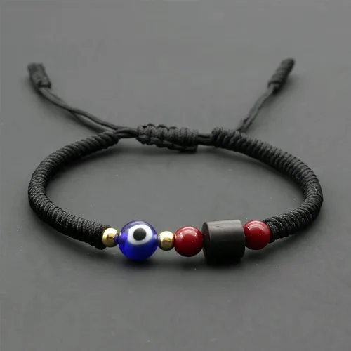 Vista 6 de 2 pulseras de mal de ojo hechas a mano ajustables de cuerda roja de la cábala, protección de la suerte, pulseras a juego para parejas, amantes