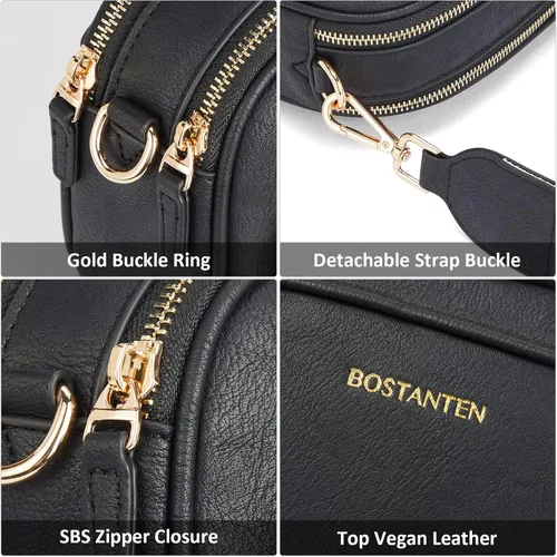 Vista 5 de BOSTANTEN Bolsos cruzados para mujer de cuero vegano con correa ancha