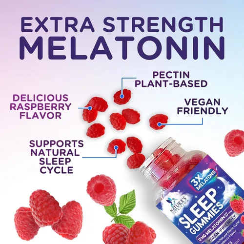 Vista 3 de Gomitas de melatonina para dormir, melatonina de 12 mg por porción, extra fuerte para apoyar el sueño, gomitas de melatonina, suplemento vegano
