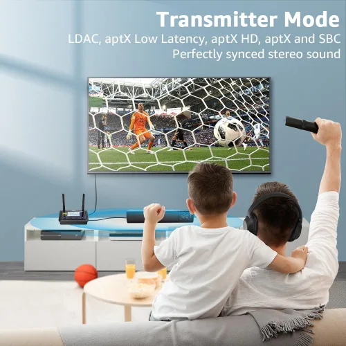 Vista 5 de 1Mii B03Pro+ Bluetooth 5.3 Transmisor Receptor Certificado LDAC para TV Home Stereo, Extensor Bluetooth de Largo Alcance Adaptador de Audio