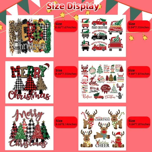 Vista 6 de Vinilo de transferencia de calor de Navidad HTV para camisetas, parches clásicos de lana cuadriculada, parches de hierro negro, rojo, verde
