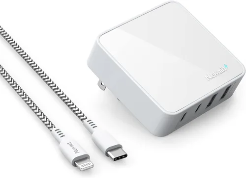 Vista 10 de Nekmit Cargador USB C, cargador de pared plano rápido y delgado de 52 W de 4 puertos con dos Power Delivery de 20 W y 2 puertos USB para iPhone