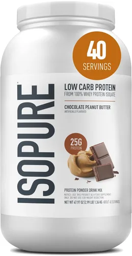 Vista 28 de Isopure Zero Carb 100% Proteína Pura de Suero Aislado en Polvo, Libre de Lactosa, Libre de Gluten, Con Vitaminas, Crema de Plátano, 25g de Proteína