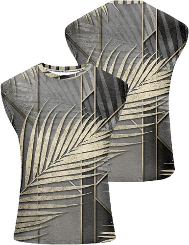 Vista 5 de Muscularfit Camisetas gráficas con estampado divertido para hombre, estilo casual, holgadas, sin mangas, cuello redondo, camisetas hawaianas