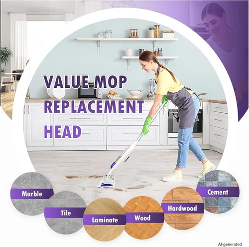 Vista 6 de Paquete de 60 almohadillas desechables compatibles con mopa Swiffer Recambio de mopa eléctrica Purple 60