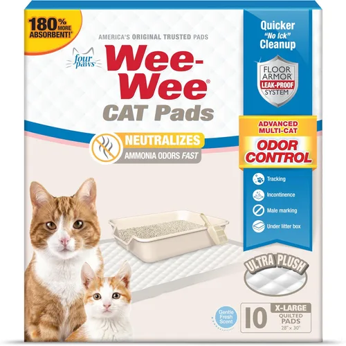 Vista 8 de Four Paws Almohadillas para gatos Wee-Wee, aroma fresco, 10 unidades escencia fresca