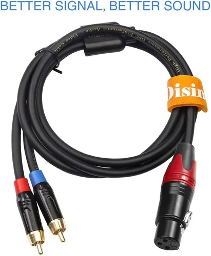 Vista 5 de Cable de parche divisor Y XLR hembra a RCA dual, cable de interconexión estéreo de audio XLR hembra a 2 conectores RCA/Phono no balanceado - 3.3