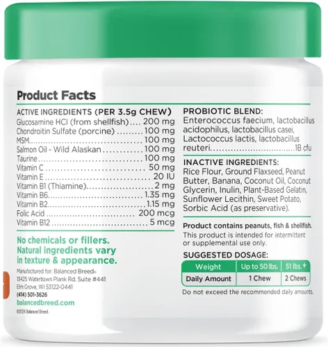 Vista 3 de Balanced Breed Suplementos de vitaminas para perros todo en 1 fabricados en Estados Unidos aprobados por veterinarios y farmacéuticos, probióticos