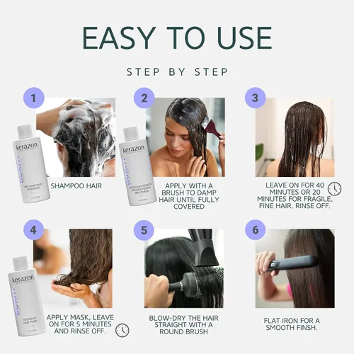 Vista 7 de Kit de tratamiento de alisado de queratina brasileña 2fl.oz Buriti Liss Collagen Pro para todo tipo de cabello