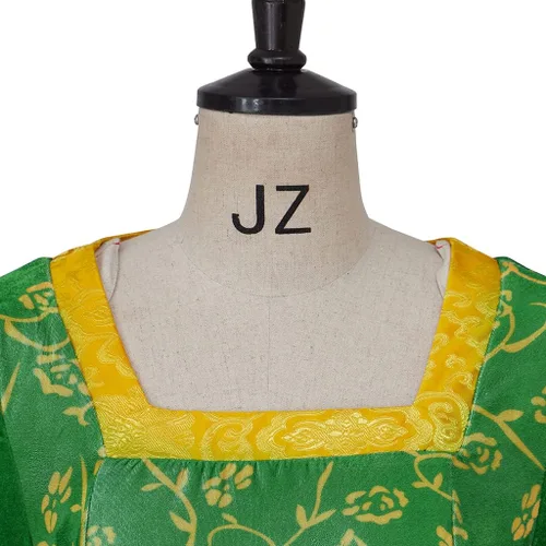 Vista 6 de Willyacos Disfraz de princesa para mujer, vestido de cosplay de terciopelo verde, traje de Halloween