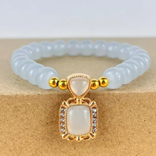 Vista 14 de Pulsera de la suerte para mujeres y hombres, joyería retro sintética con cuentas de ágata, un regalo maravilloso para tus seres queridos