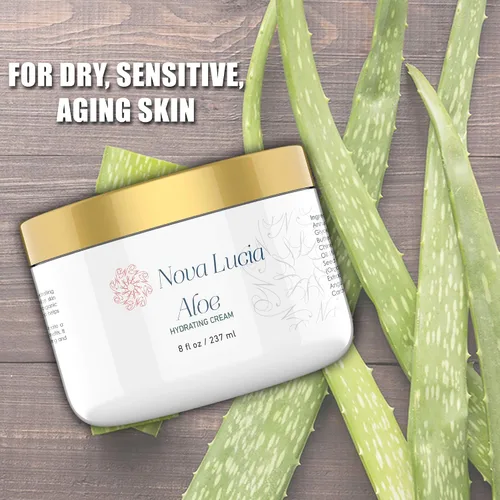 Vista 6 de Crema de aloe vera para la piel – Hidratante calmante para piel seca, picazón o sensible, alivio de quemaduras solares, crema hidratante facial