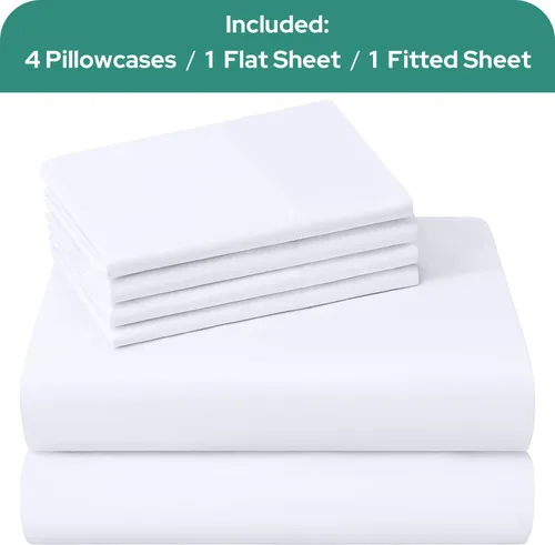 Vista 66 de HOMEIDEAS Sábanas de cama tamaño completo – Juego de 6 piezas (azul aguamarina) – Sábanas de ropa de cama de microfibra cepillada extra suave