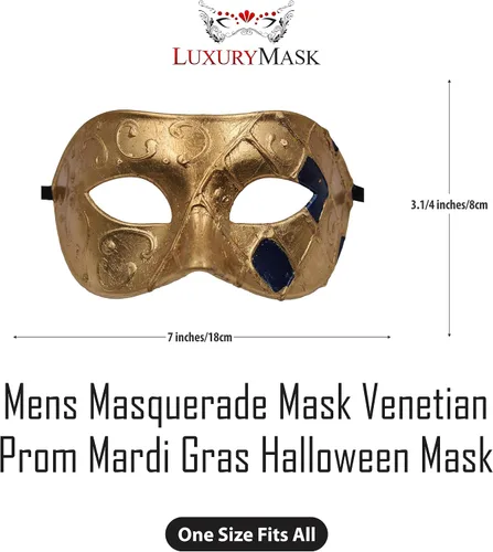 Vista 6 de Máscara de mascarada para hombres, máscara de aspecto antiguo para Halloween, fiesta veneciana, fiesta de máscaras, Mardi Gras y baile de graduación