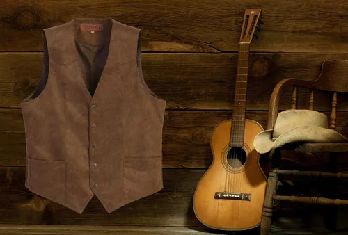 Vista 6 de Gioberti Chaleco de ante sintético de 5 botones para hombre Café