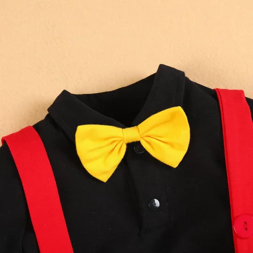 Vista 5 de IBTOM CASTLE Conjunto de ropa de esmoquin con moño para el primer cumpleaños para niños caballero formal con corbatín y pantalones