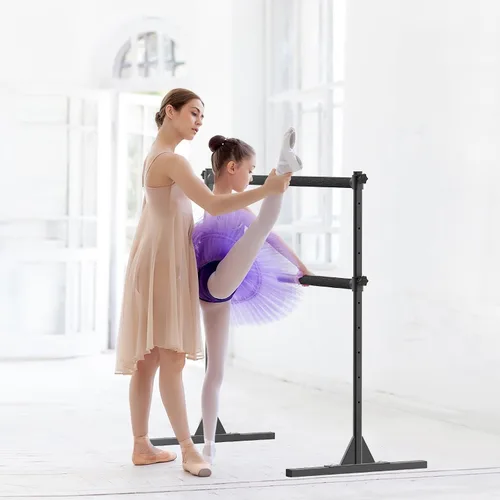 Vista 7 de SELEWARE Barra de ballet independiente de altura ajustable, barra de ballet resistente, barra de baile, soporte movimientos de barra, estiramiento
