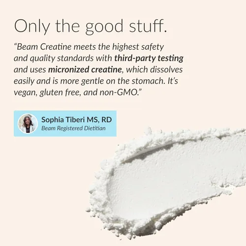 Vista 5 de BEAM Monohidrato de creatina en polvo, monohidrato de creatina micronizada de 0.18 oz, creatina saborizada para mujeres y hombres, fuerza muscular