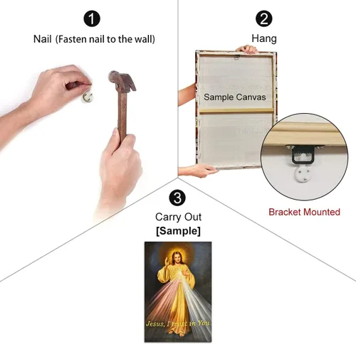 Vista 9 de Roya Art -Cuadro de la Divina Misericordia, póster de Cristo Jesús, arte de pared religioso Jesús confío en ti, obra de arte inspiradora en lienzo