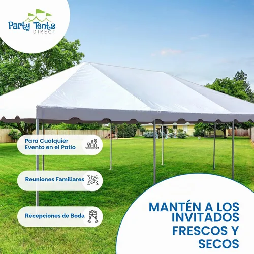 Vista 5 de Party Tents Direct - Toldo con marco de fin de semana, parte superior Blanco