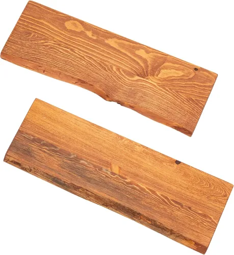 Vista 10 de PIPE DECOR Estante de madera sostenible Boulder de 24 pulgadas con borde vivo (solo madera), paquete de 2
