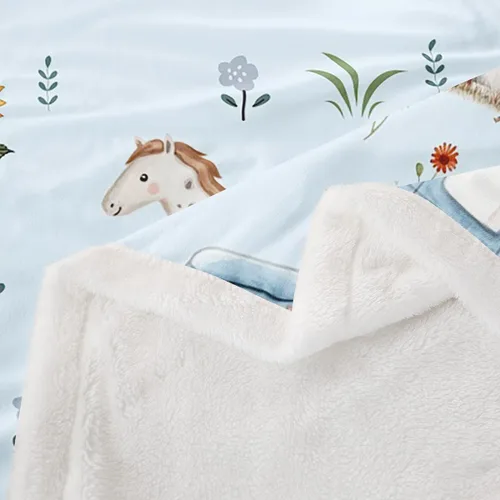Vista 3 de Erosebridal - Mantas de bebé unisex para niños y niñas, mantas de guardería de animales de granja de minky 40x50, manta sherpa con diseño de tractor