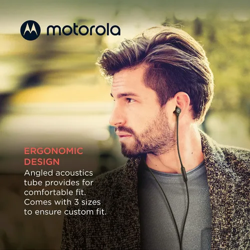 Vista 6 de Motorola Earbuds 3-S - Auriculares con cable con micrófono, auriculares intrauditivos con cable, cómodos auriculares de silicona ligeros, cable Negro
