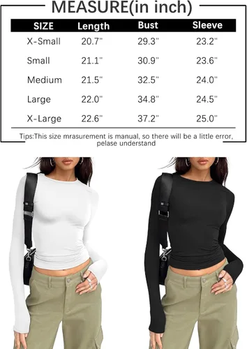 Vista 5 de AUTOMET Camisas de manga larga de 3 piezas para mujer, básicas, para salir, otoño, moda, ropa interior, ajustada, Y2K