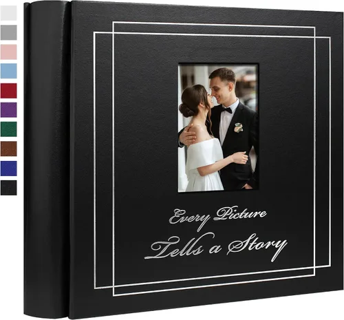 Vista 19 de Álbum de fotos de 4 x 6 pulgadas (10 x 15 cm) con 50 fotos, cubierta de cuero, álbum de fotos para bodas, gran capacidad, libro de imágenes